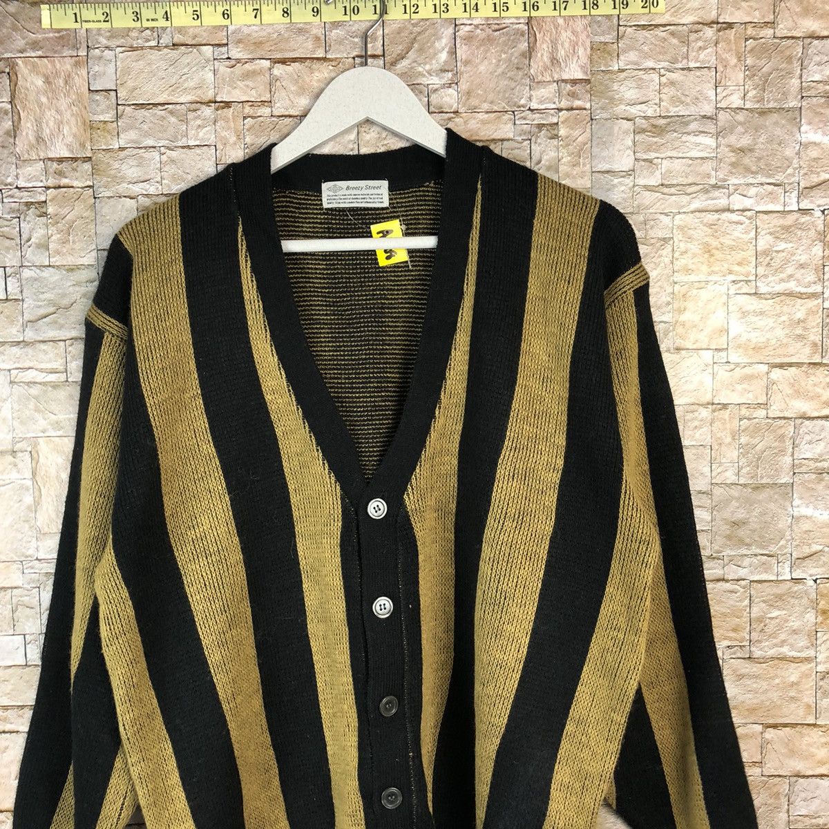 Japanese Brand Brezzey Street Brown Stripe Cardigan Knitwear #A1108 Size US L / EU 52-54 / 3 - 5 Thumbnail