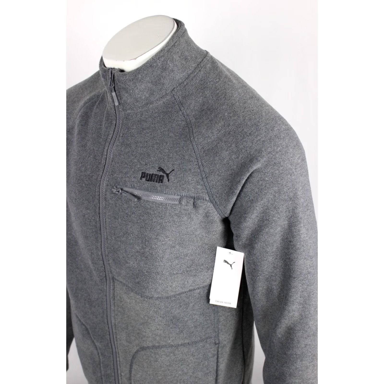 Puma Puma Men's Polar Fleece Jacket Raglan Sleeve M Medium Charcoal Heather 149318 Size US M / EU 48-50 / 2 - 3 Thumbnail