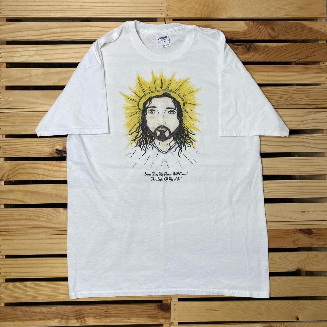Gildan "The Light of My Life" White Y2K Jesus Art Tee Size Large Size US L / EU 52-54 / 3 - 1 Thumbnail
