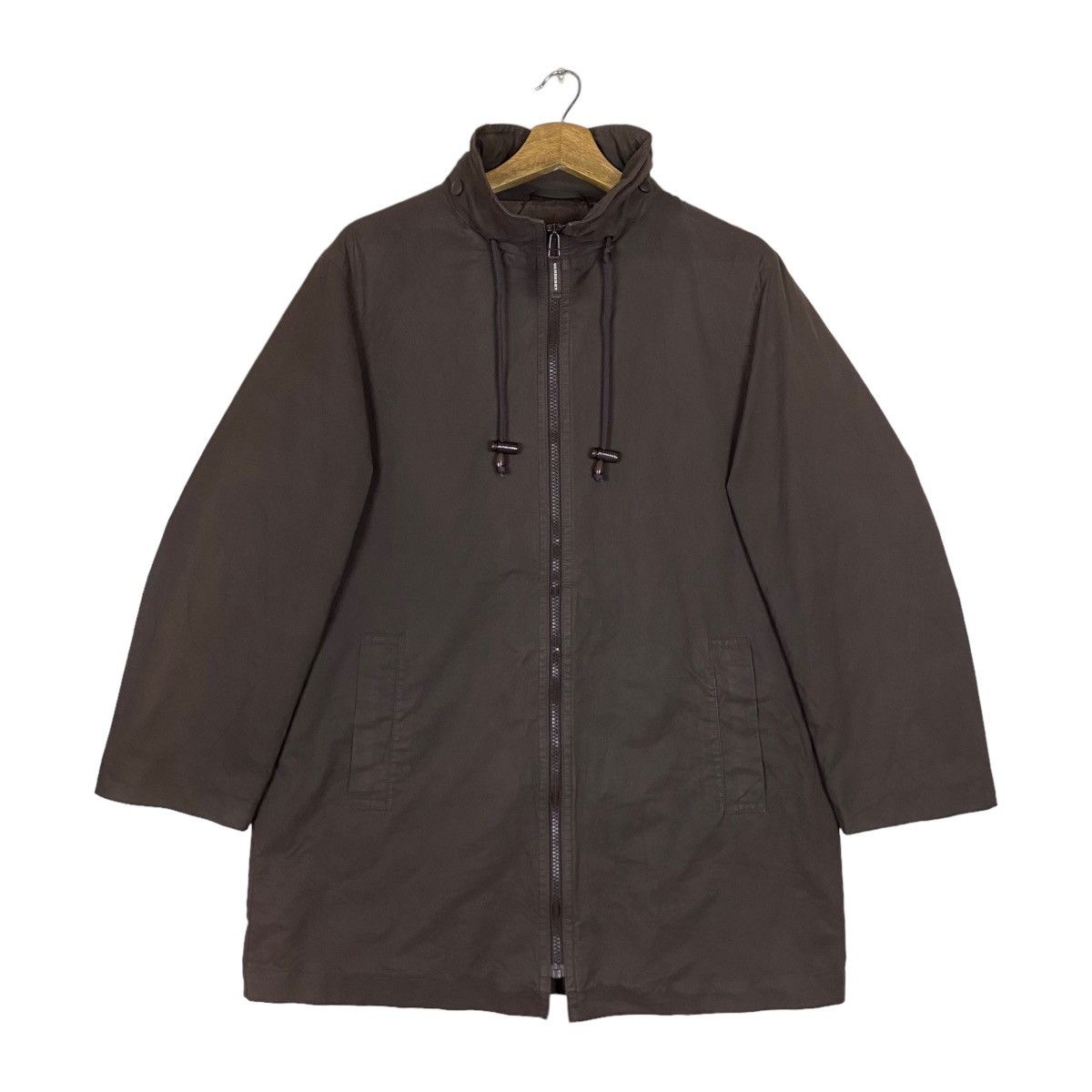 image of Burberry London Full Zipper Neck Drawstring Jacket in Brown, Women's (Size Small)
