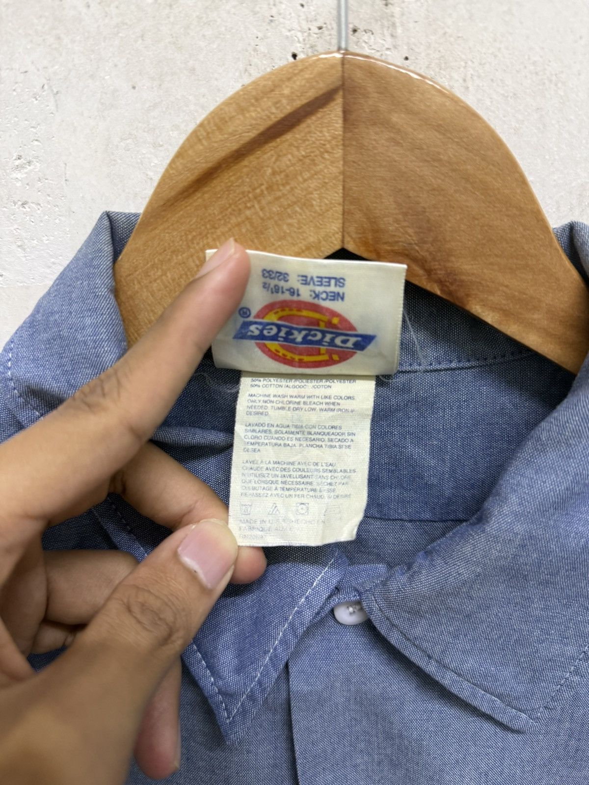 Dickies Vintage 80s Dickies Chambray Mechanic Work Button LS Shirt Size US XL / EU 56 / 4 - 8 Thumbnail