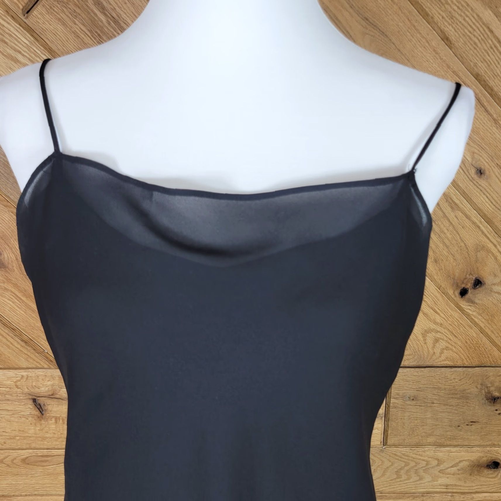 Vintage Positive Attitude Dress Hi-Low Satin Asymmetric Sleeveless Square Neck Polyester Black Petite 10 Party/Cocktail Women's Size L / US 10 / IT 46 - 2 Thumbnail