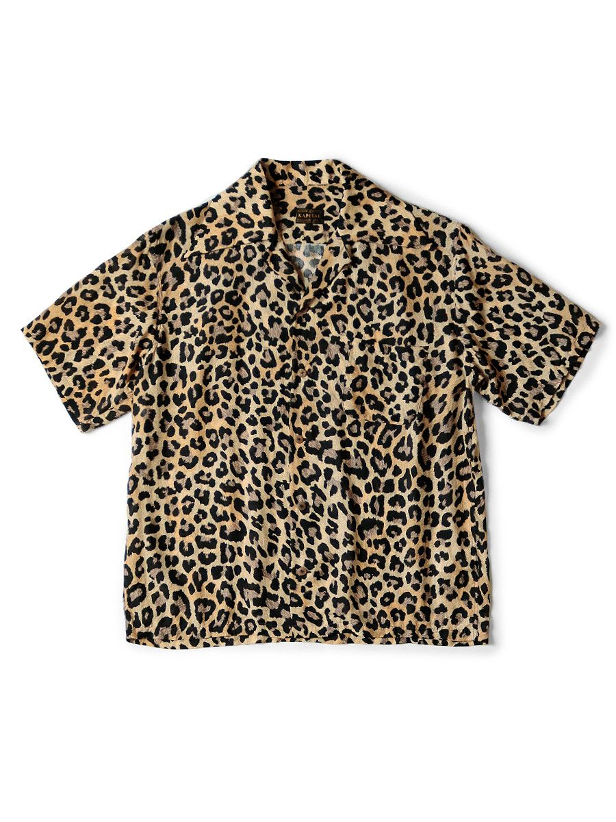 image of Kapital Leopard Aloha Shirt in Brown, Men's (Size Large)