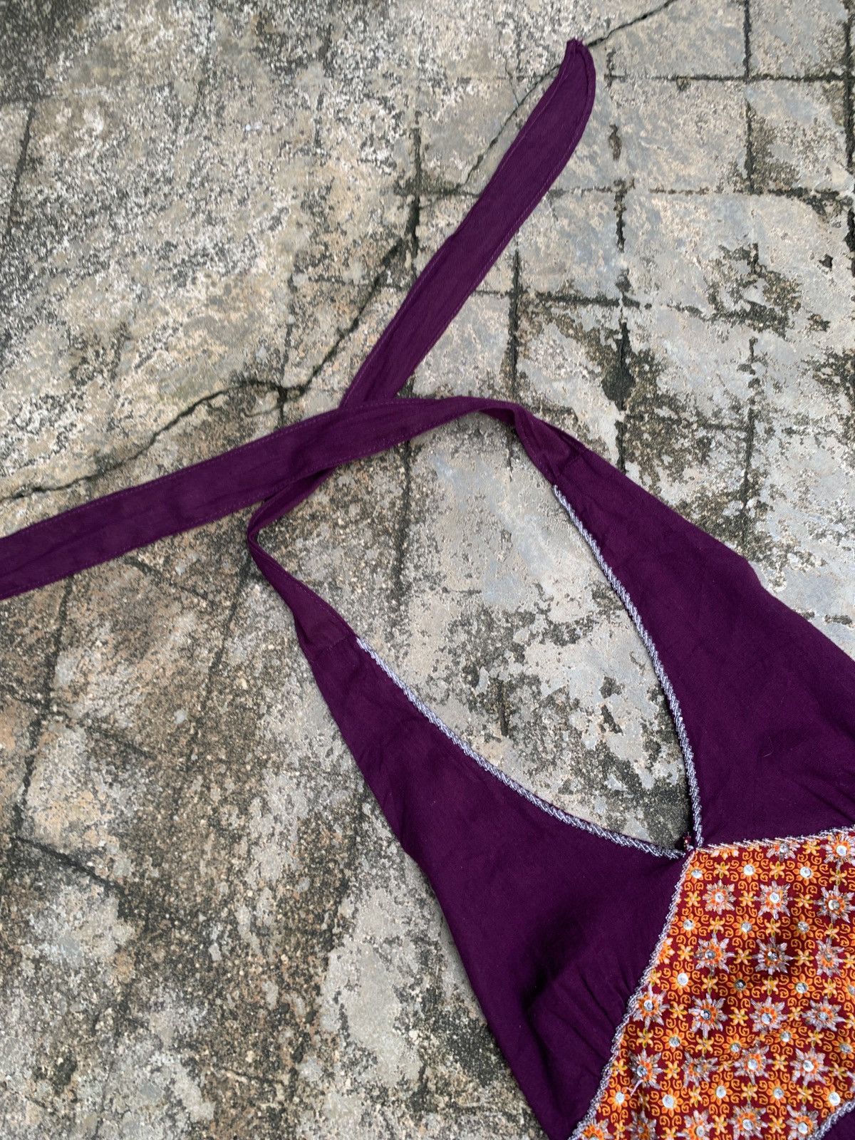 Japanese Brand Unknown Purple Multifabric Floral Sequin Halter Tank Top Size S / US 4 / IT 40 - 6 Thumbnail