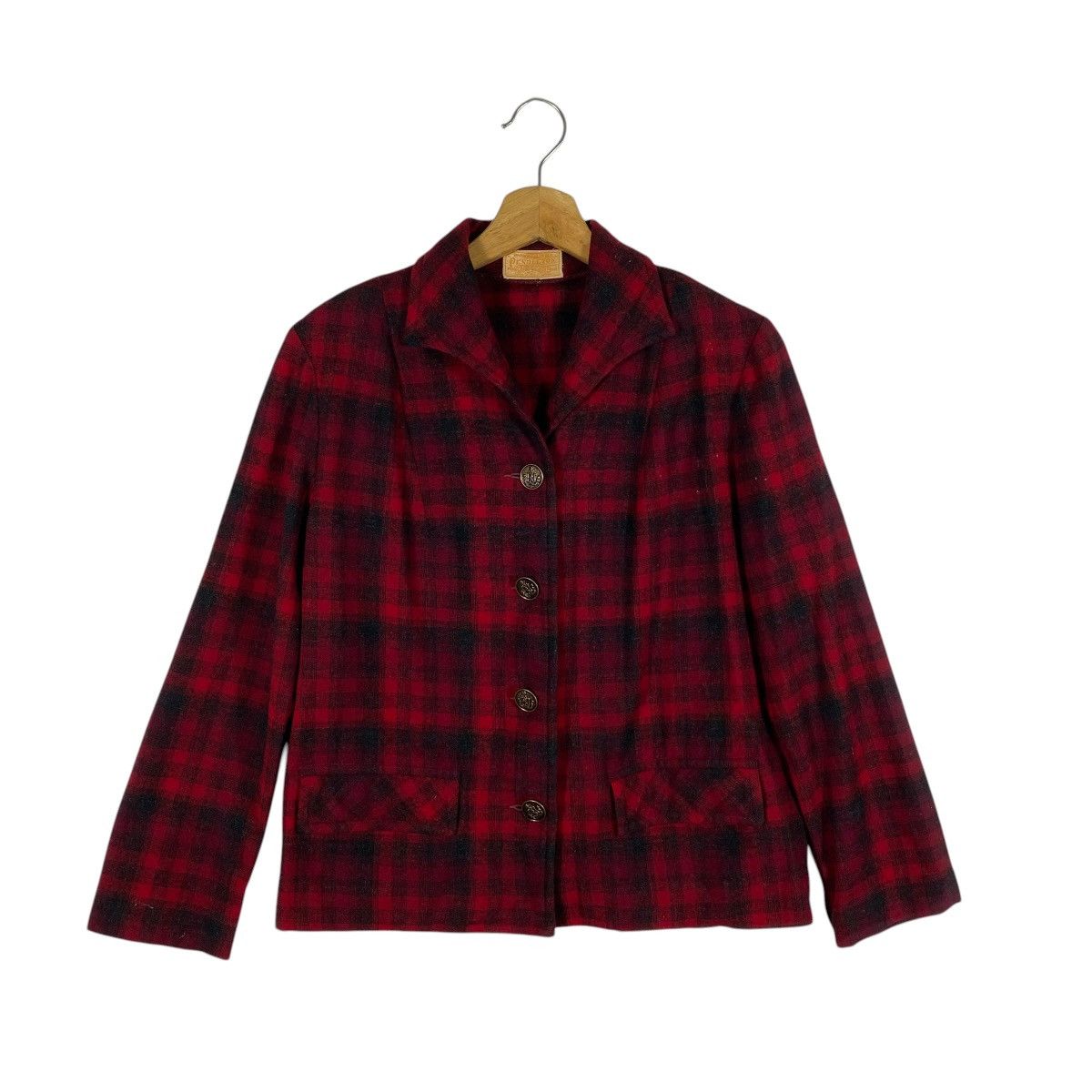 Pendleton Vintage 50s Pendleton Shirt Jacket Red Plaid Wool Shacket Size M / US 6-8 / IT 42-44 - 1 Thumbnail
