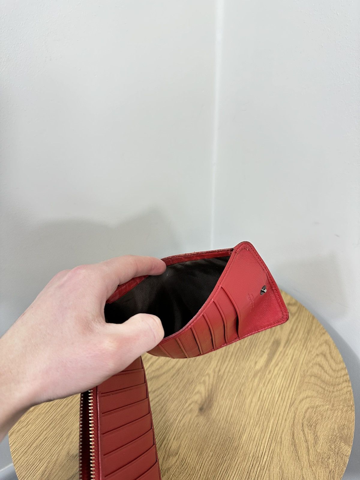 Bottega Veneta × Vintage Vintage Bottega Veneta Luxury Classic Red Leather Wallet Size ONE SIZE - 5 Thumbnail