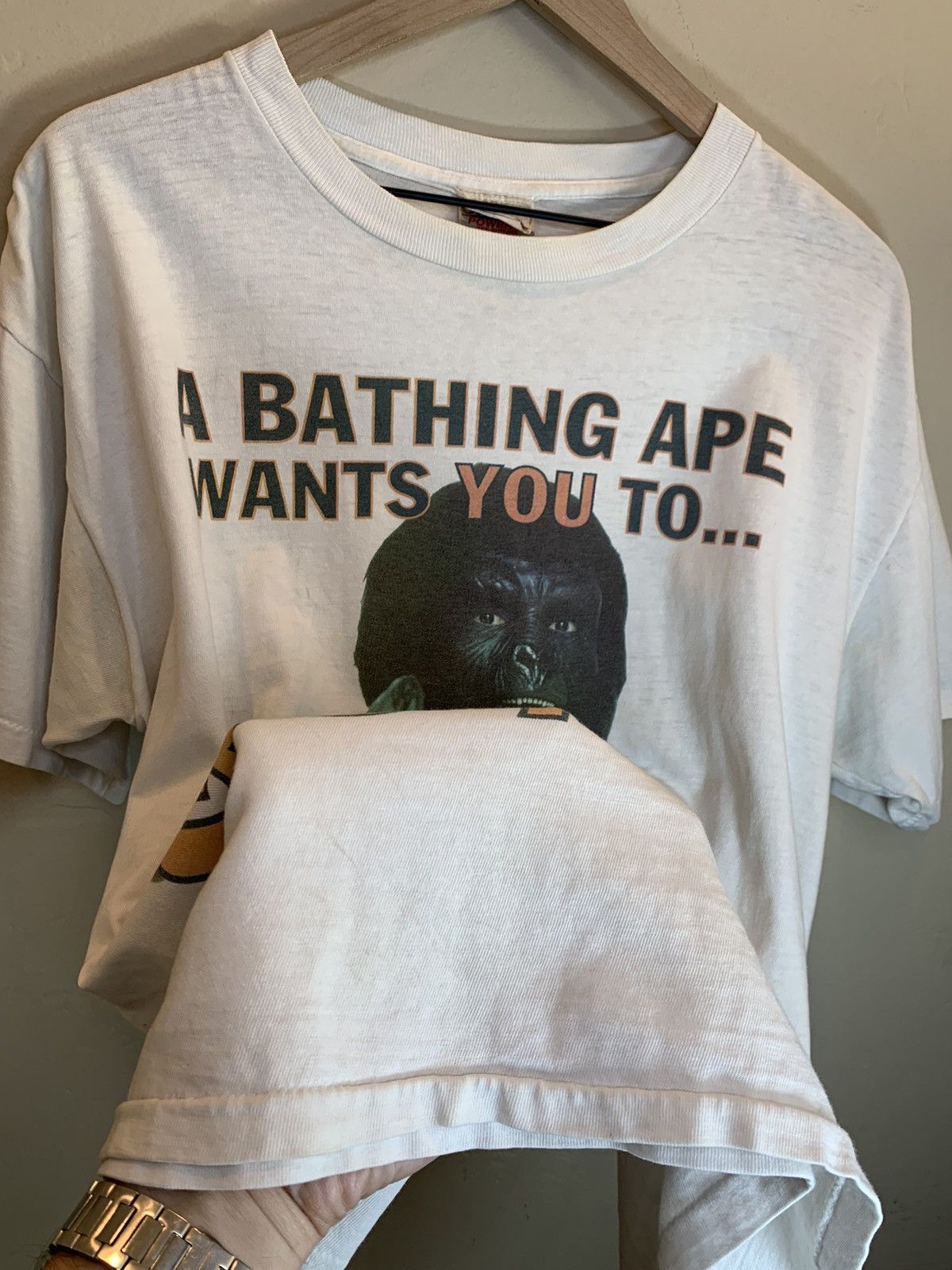Bape *RARE* Vintage A Bathing Ape Bape Wants You To Go Ape Shirt Size US L / EU 52-54 / 3 - 3 Thumbnail