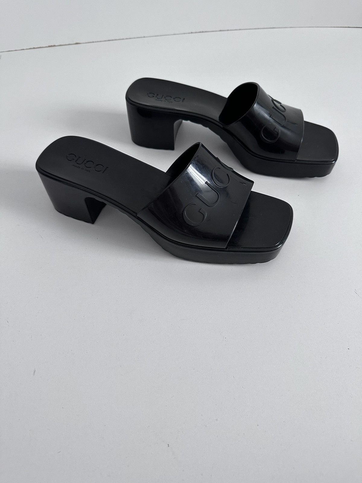 Gucci Gucci Rubber Logo Platform Slide Sandals 624730 - Black 37 Size US 7 / IT 37 - 8 Thumbnail