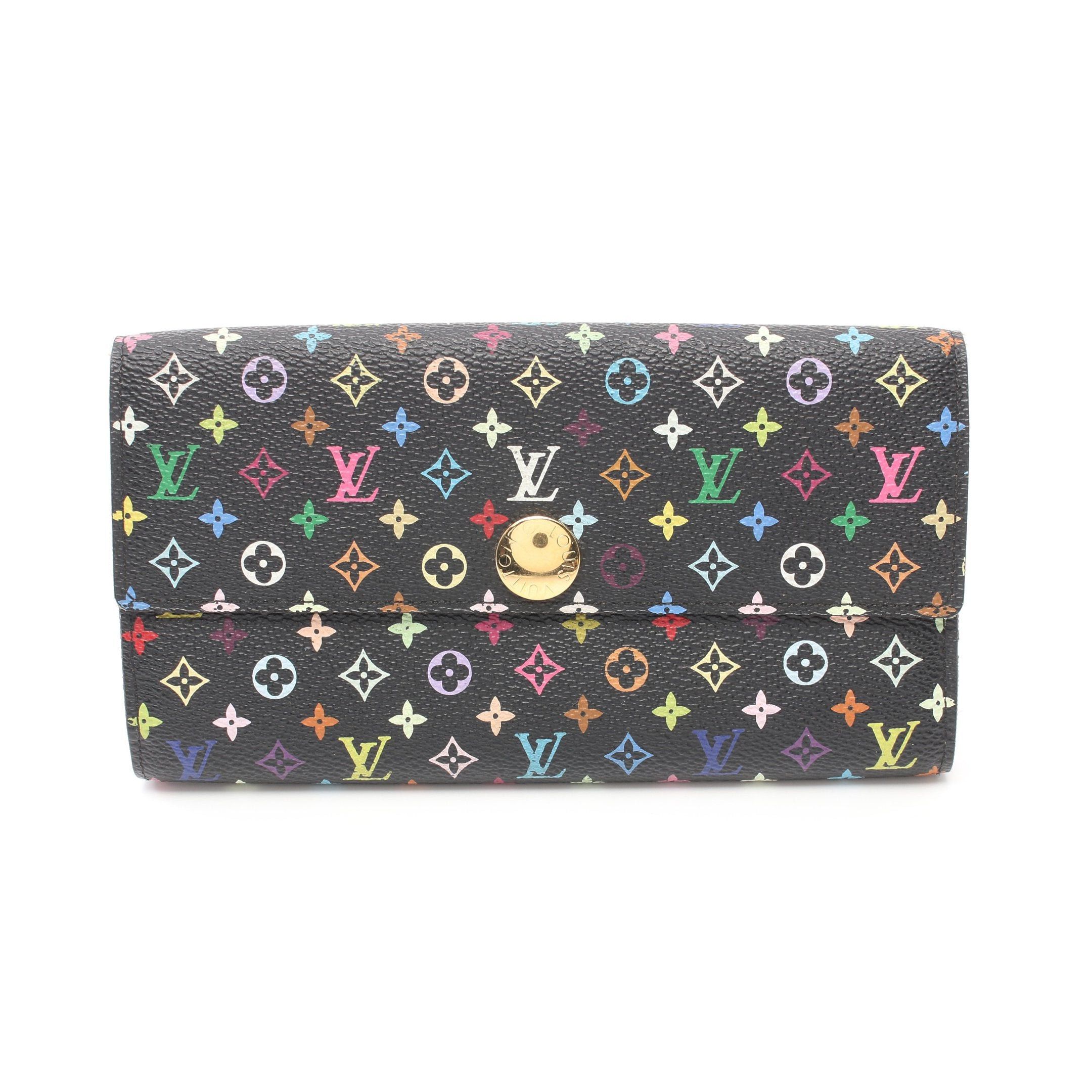 Louis Vuitton Louis Vuitton Portefeuil Sara Monogram Multicolor Noir Grenard Bi-Fold Long Wallet Black Pink Size ONE SIZE - 1 Thumbnail