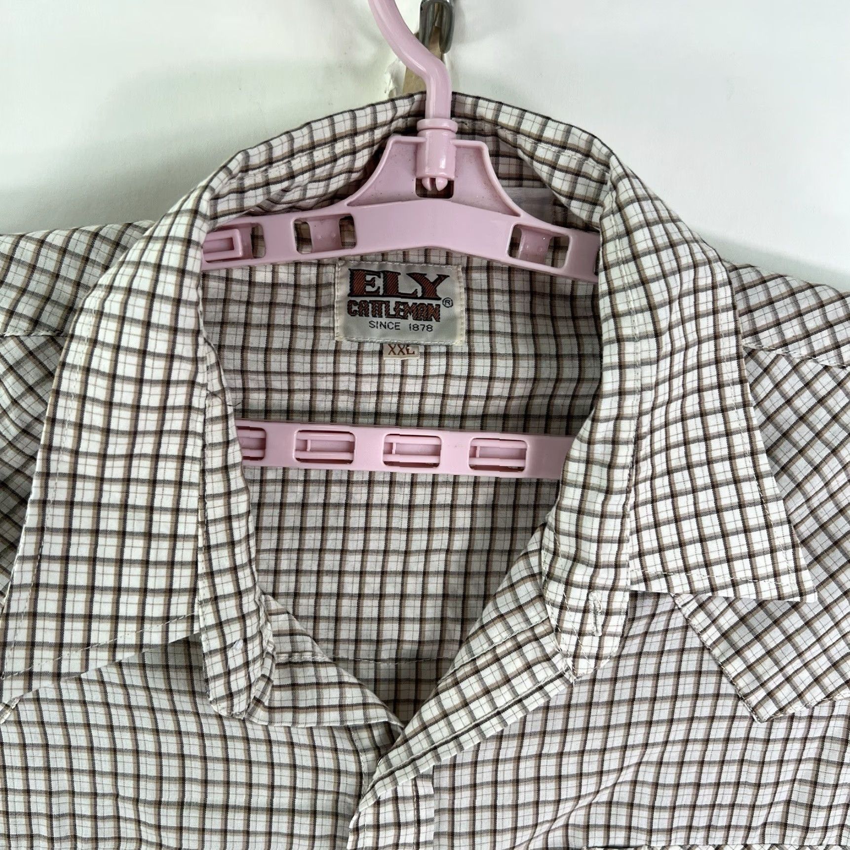 Vintage VINTAGE Ely Cattleman Pearl Snap Checked Button Shirt Men 2XL Brown Long Sleeve Casual Business Size US XXL / EU 58 / 5 - 3 Thumbnail