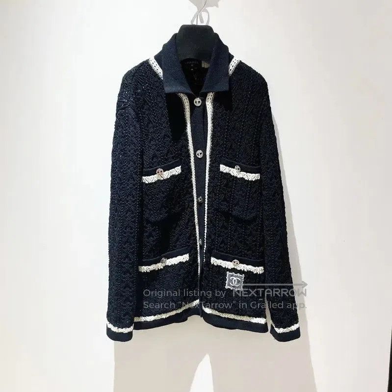 Chanel Chanel Black Cotton Lace Long Sleeve Cardigan . Size M / US 6-8 / IT 42-44 - 1 Thumbnail
