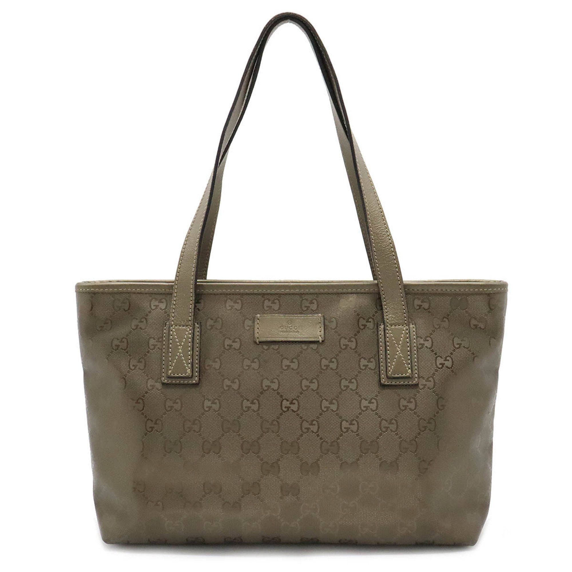 image of Gucci GG Implement Tote Bag Shoulder Pvc Leather Metallic Khaki 211138, Women's