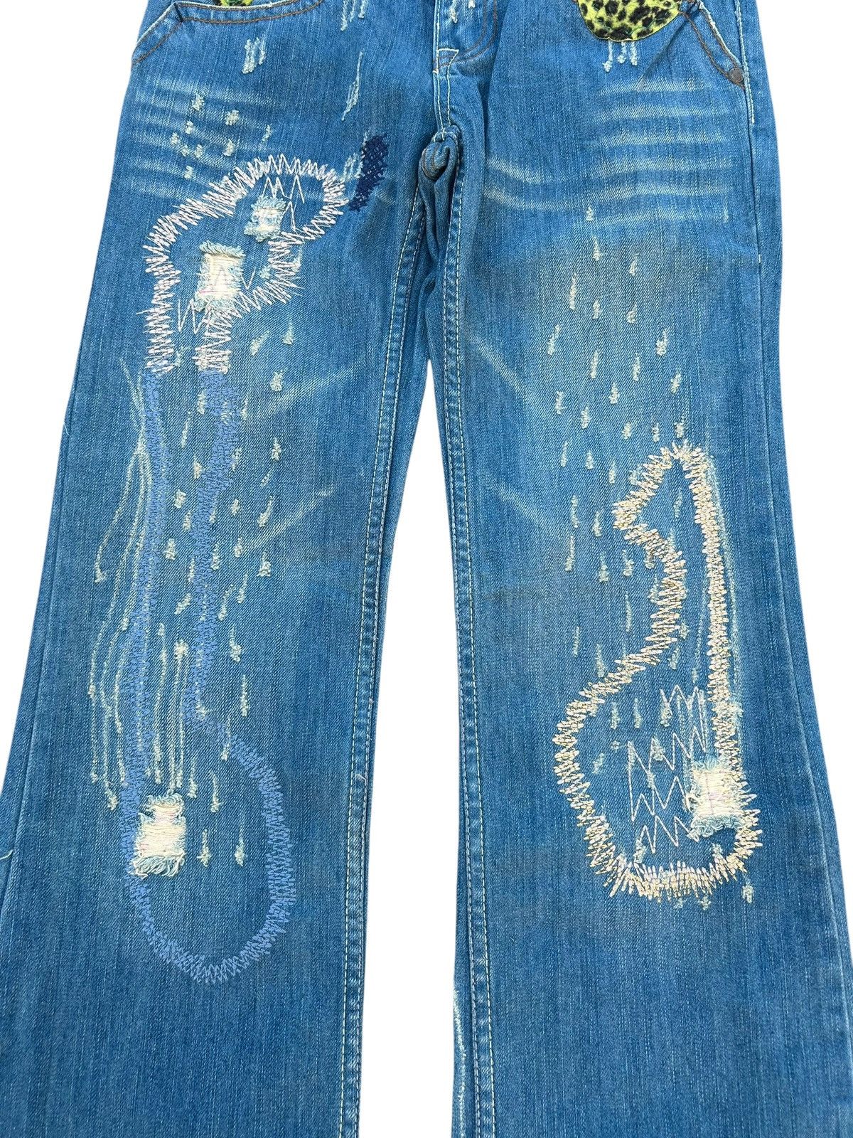 Kapital × Vintage × Who Decides War Hippies Style Japanese Distressed Denim Jeans Rare 🎌☠️ Size US 27 - 6 Thumbnail