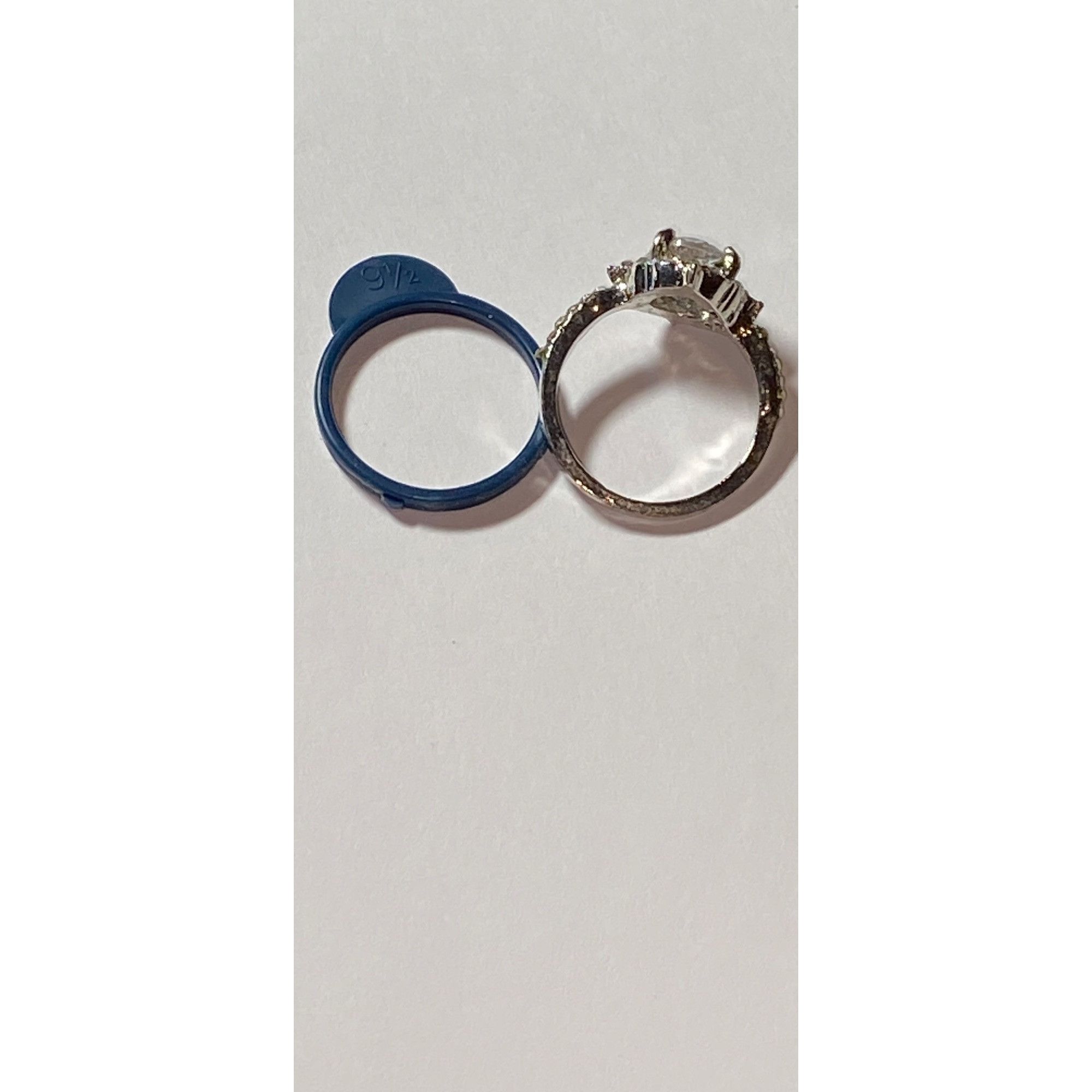 Other Silver Solitaire Ring W/Cubic Zirconia or Glass Ctr & Accent Size ONE SIZE - 3 Thumbnail