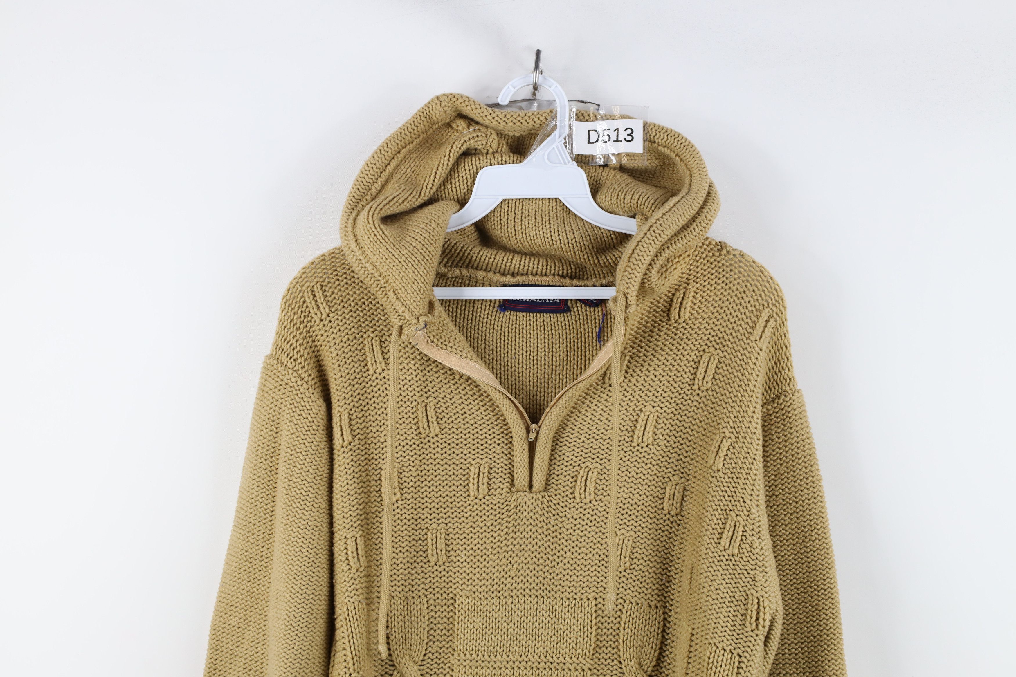 Vintage Vintage 90s Streetwear Ribbed Cable Knit Hoodie Sweater Size M / US 6-8 / IT 42-44 - 2 Thumbnail