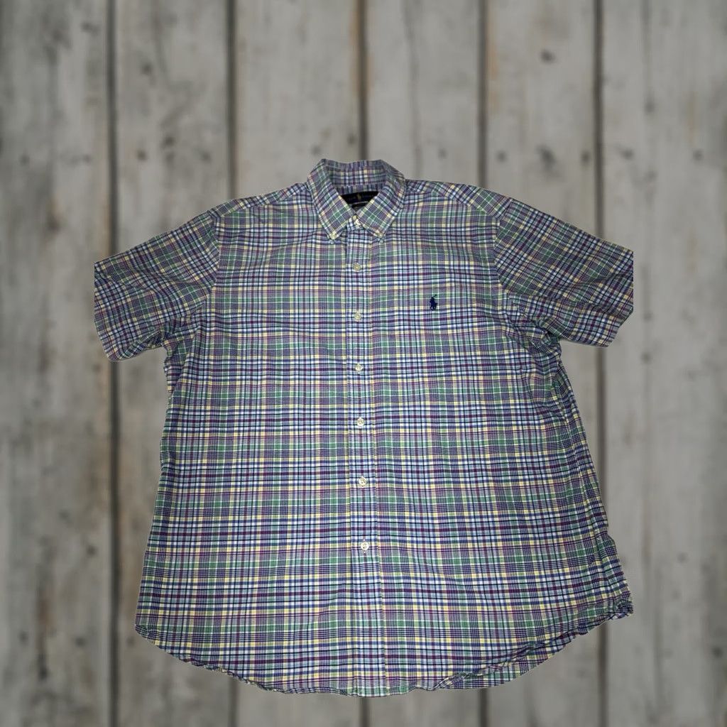 Ralph Lauren Ralph Lauren Mens Large Fit Button-Down Shirt Plaid Blue Multicolor Short Sleeve Casual Business Travel Preppy Size US L / EU 52-54 / 3 - 1 Thumbnail