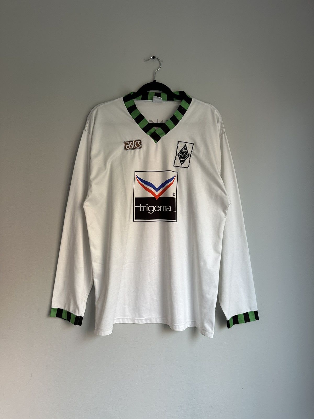 Image of Asics x Soccer Jersey Borussia Monchengladbach 1992/1994 Home Shirt in White/Green, Men's (Size XL)