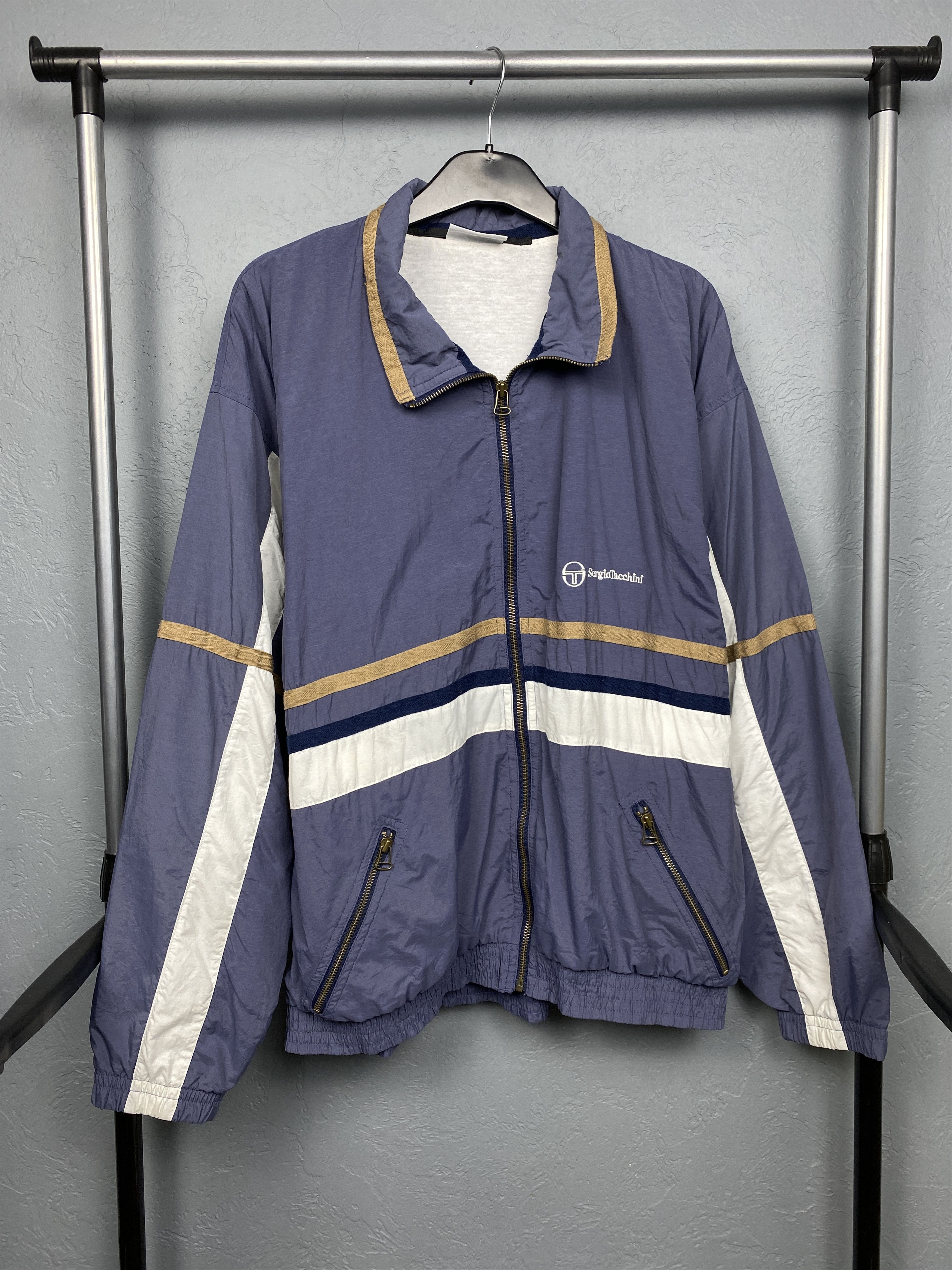 Sergio Tacchini Sergio Tacchini 90s Vintage Mens Nylon Track Top Jacket Size US L / EU 52-54 / 3 - 1 Thumbnail