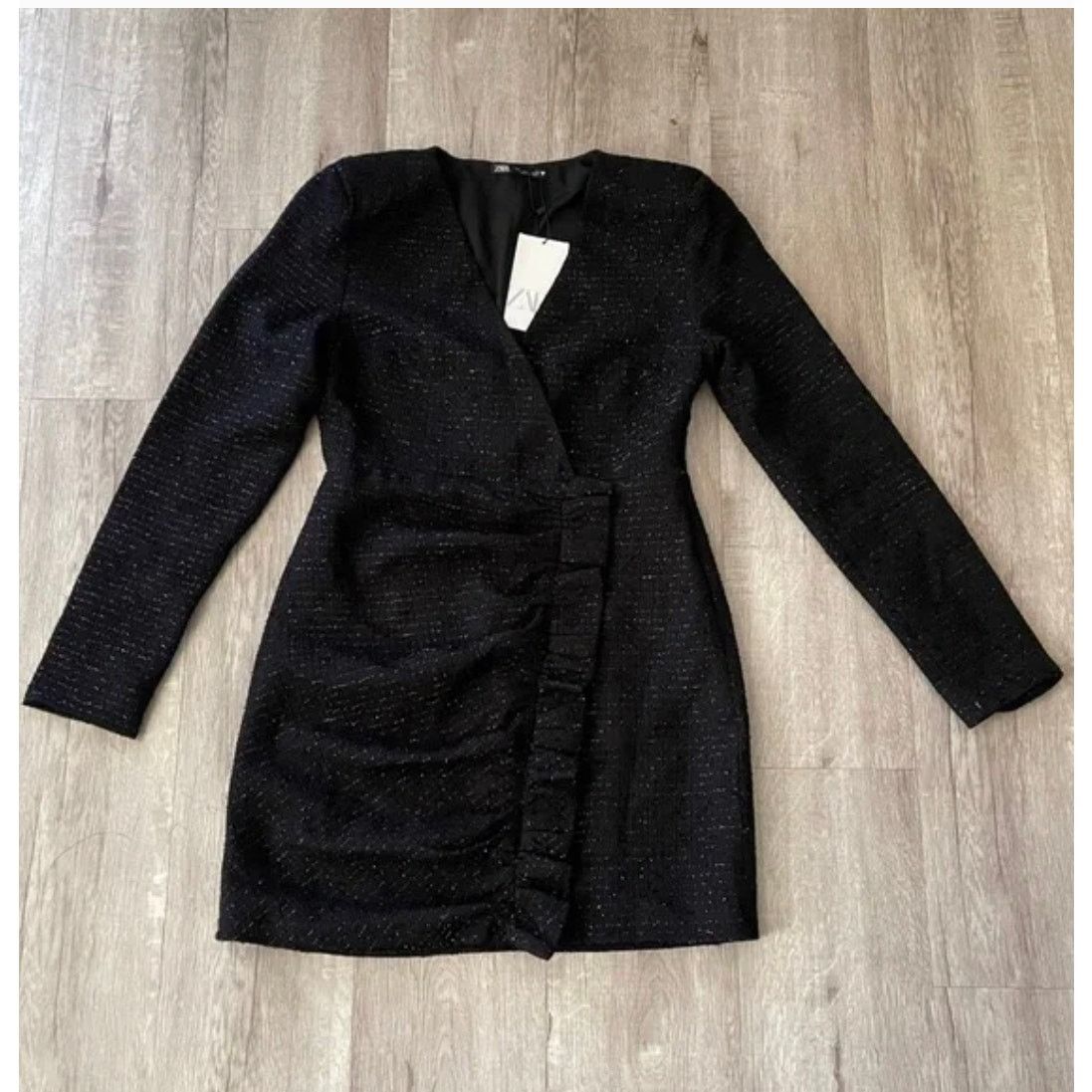 Zara ZARA BLOGGER FAVORITE TEXTURED WEAVE DRESS WITH RUFFLE Size M / US 6-8 / IT 42-44 - 3 Thumbnail