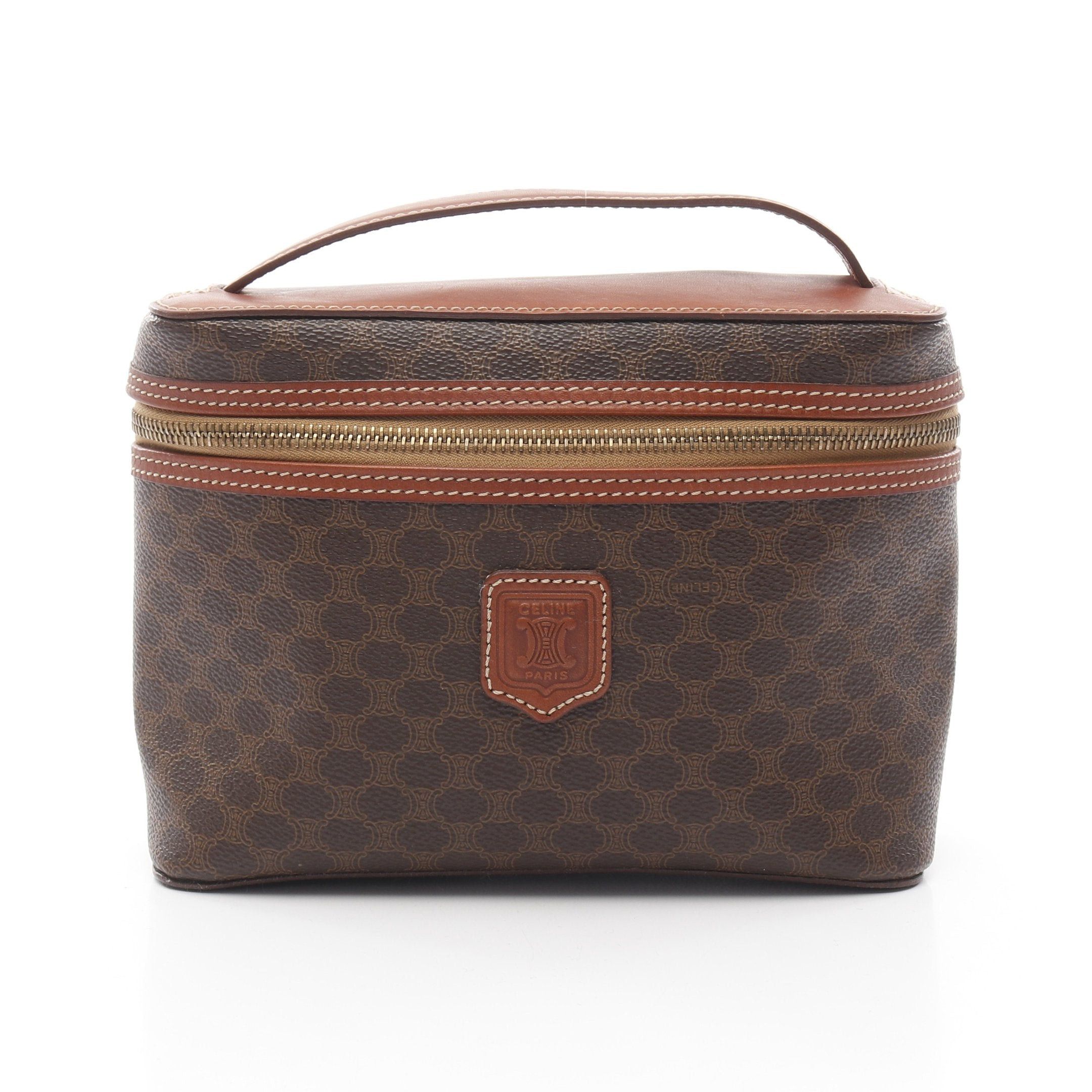 Celine Celine Macadam Vanity Bag Handbag Leather Brown Dark Size ONE SIZE - 1 Thumbnail