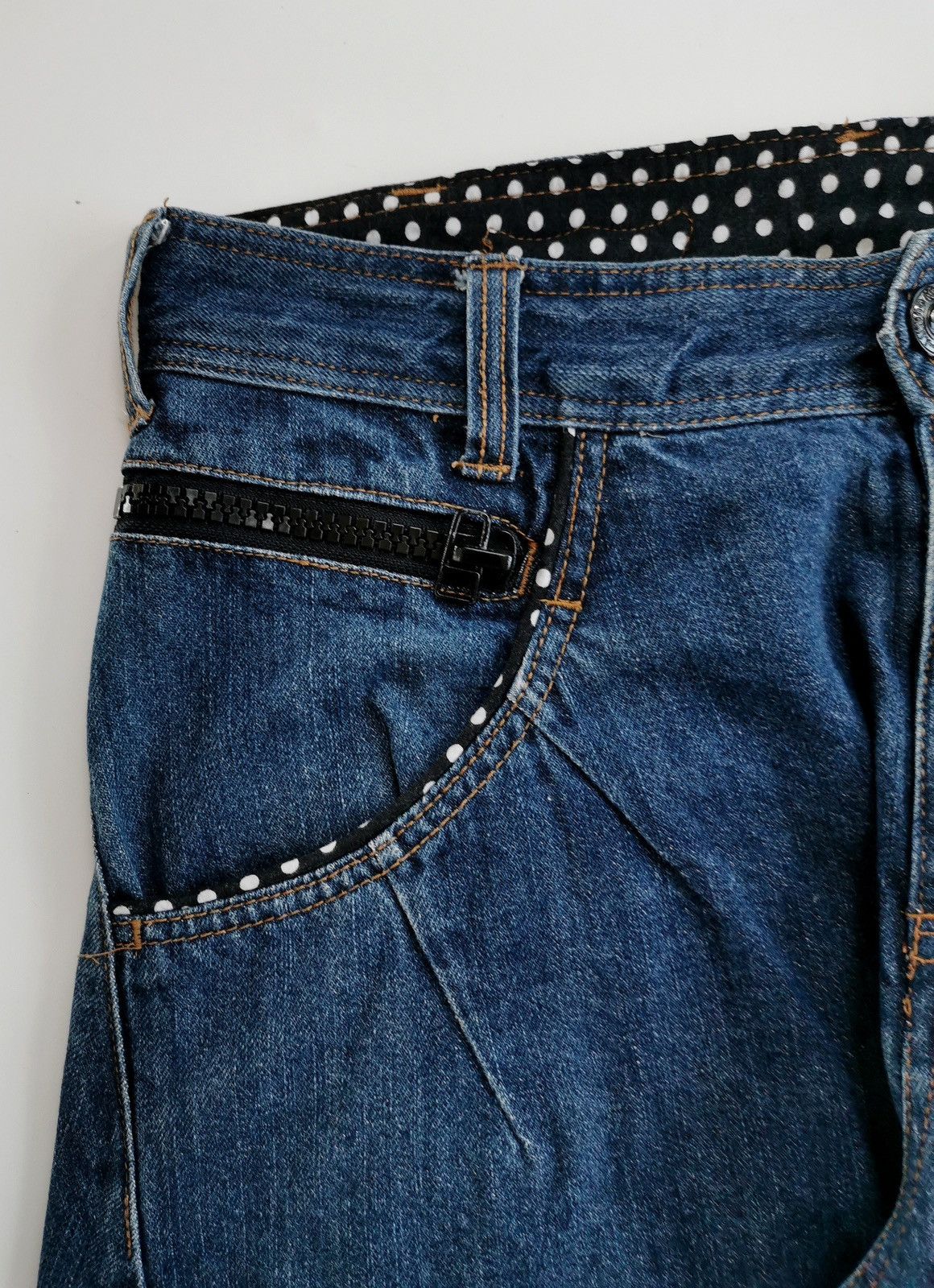 Japanese Brand Rimaster Engineered Loose Fit Polkadot Prints Denim Jeans Size US 33 - 5 Thumbnail