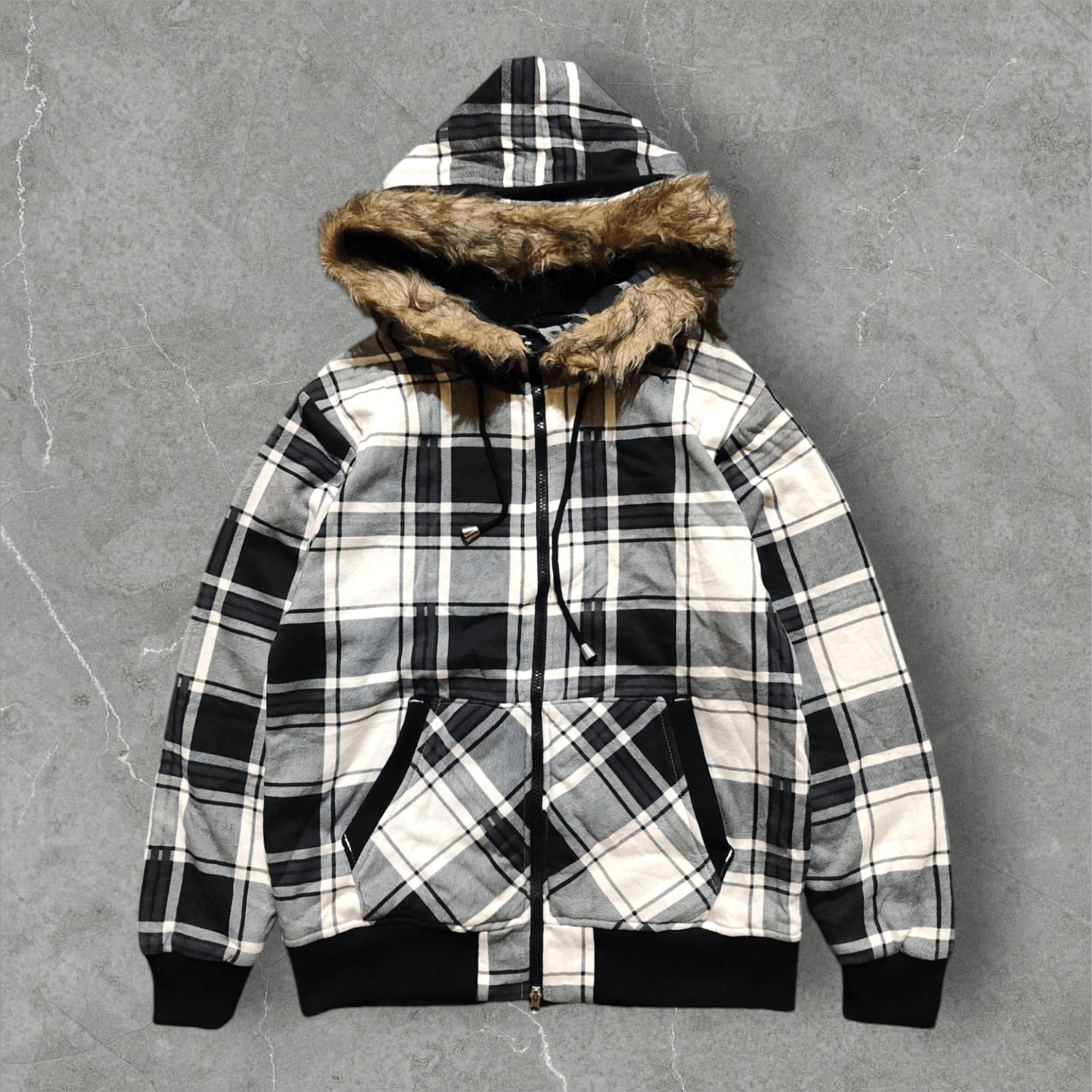 Japanese Brand Look Heaven Plaid Fur Zip Hoodie Ifsixwasnine Lgb Style Size US M / EU 48-50 / 2 - 1 Thumbnail