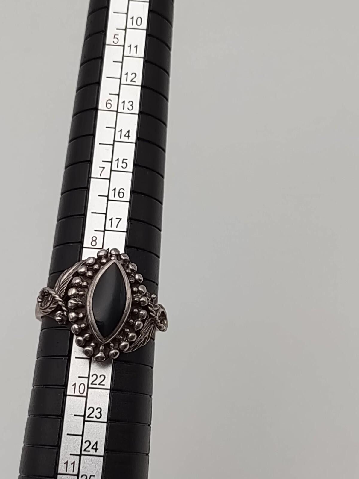 The Unbranded Brand Southwestern Sterling Silver Black Onyx Marquise Ring Size 9 Size ONE SIZE - 3 Thumbnail
