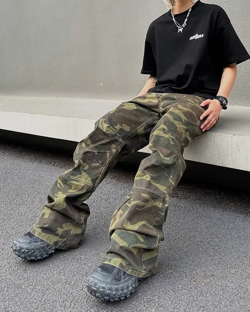 Japanese Brand × Jean Camo Graphic Wide Leg Cargo Pants, Military Style Pants Size US 30 / EU 46 - 5 Thumbnail