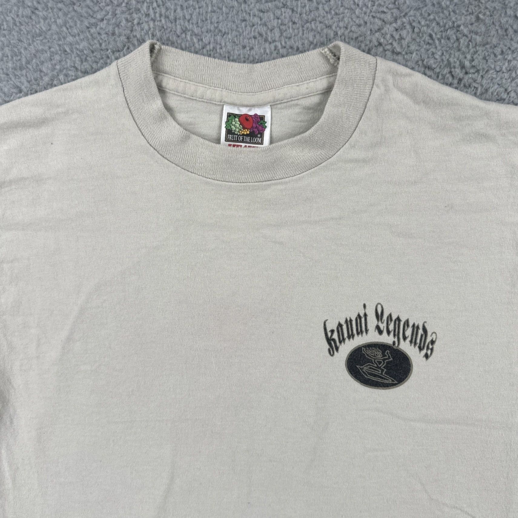 Fruit Of The Loom VINTAGE Fruit of the Loom T Shirt Men Beige 90s Surfing Hawaiian Kauai Legends USA Made M Size US M / EU 48-50 / 2 - 5 Thumbnail