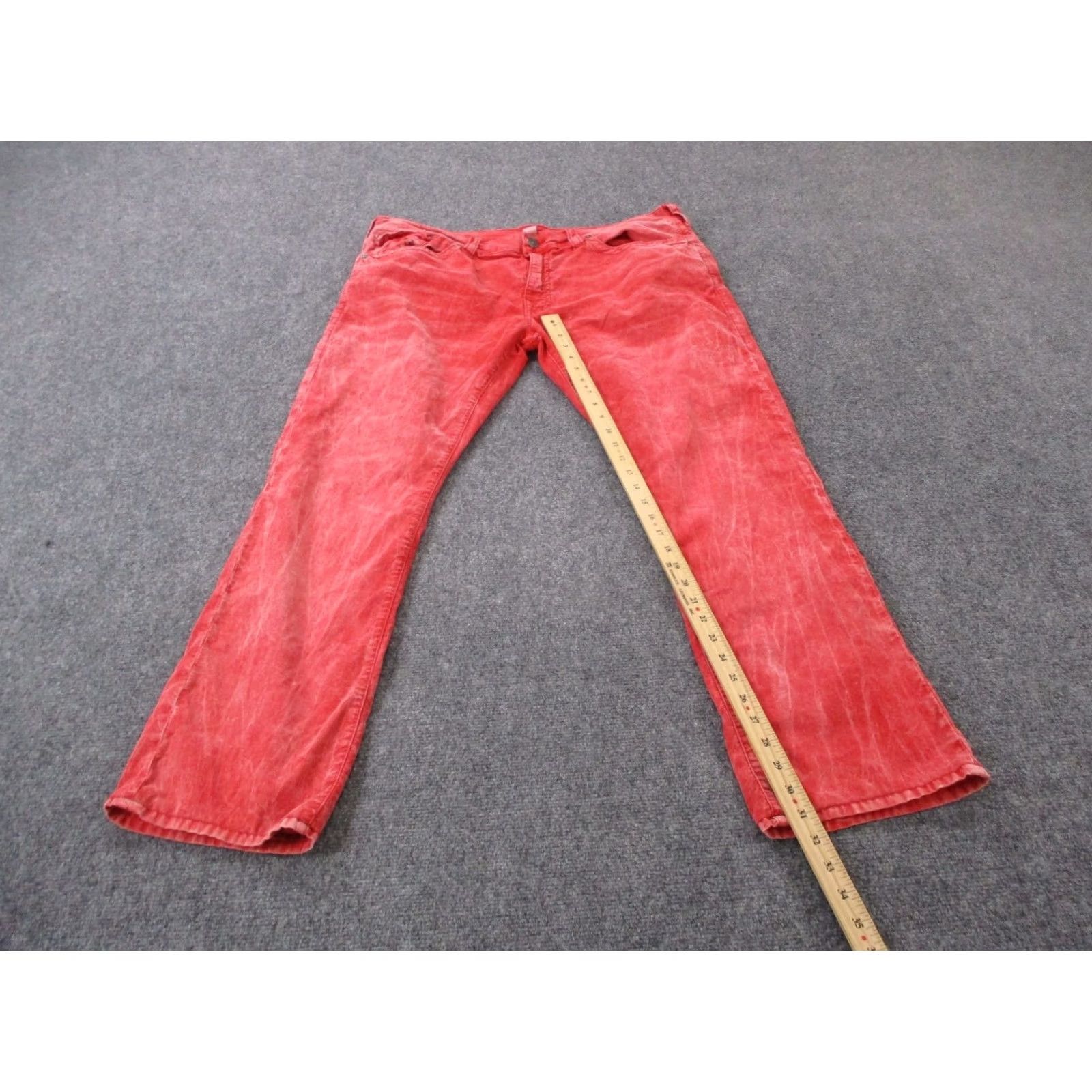 True Religion True Religion Jeans Mens 40 Red Denim Ricky Relaxed Straight Acid Wash Faded Jeans Size US 40 / EU 56 - 3 Thumbnail