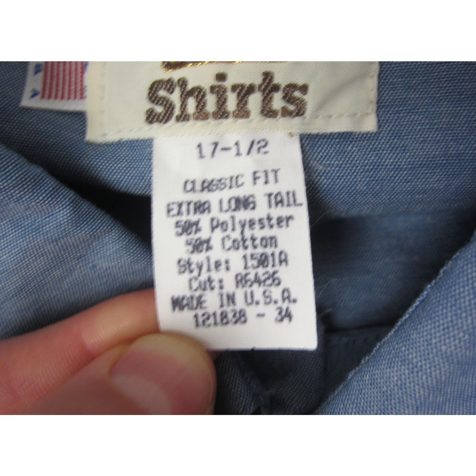 Vintage Ruddock Shirt Mens 17 Blue Chambray Western Made in USA Long Tail Snap Shirt} Size US XL / EU 56 / 4 - 4 Thumbnail