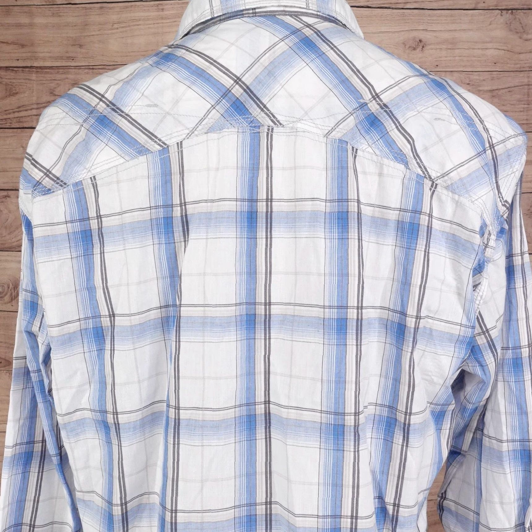 BKE BKE Shirt Mens XL Blue Plaid Long Sleeve Button-Up Athletic Fit Western Size US XL / EU 56 / 4 - 7 Thumbnail
