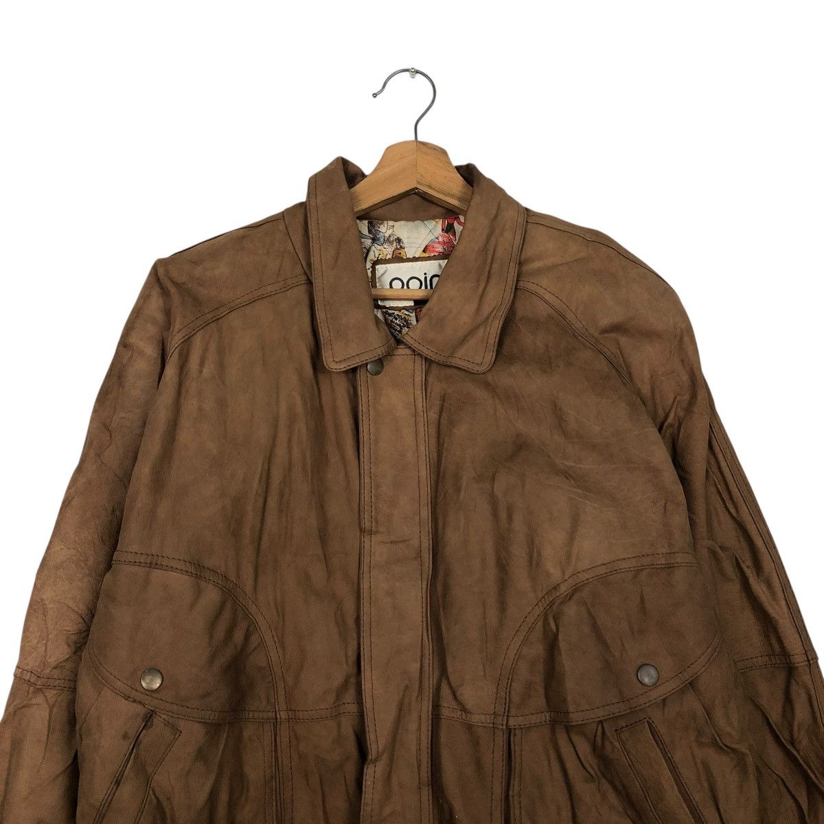 Japanese Brand 🔥VINTAGE BIKER LEATHER JACKET POINT BLANKET FULL PRINT Size US XL / EU 56 / 4 - 5 Thumbnail