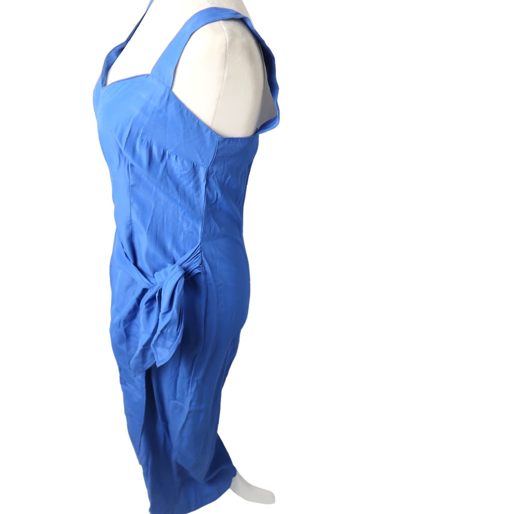 Vintage VINTAGE 80s cerulean blue wrap front midi party dress 5 Size S / US 4 / IT 40 - 3 Thumbnail