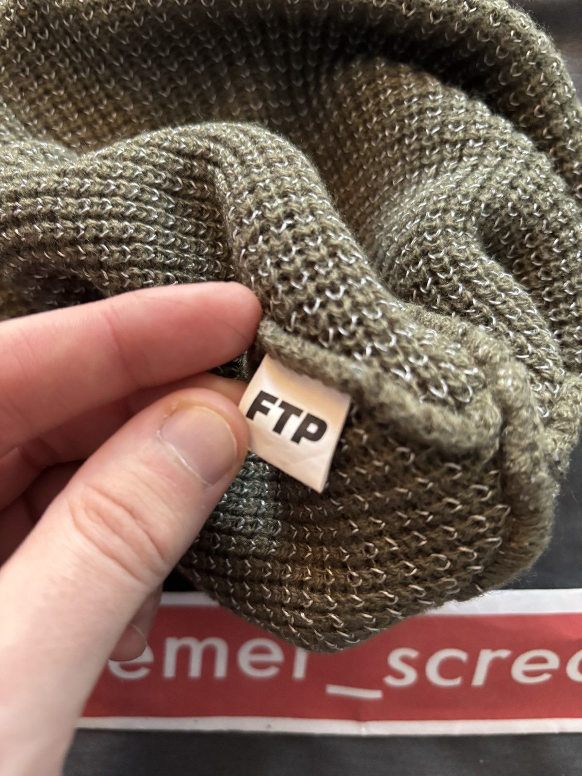 Fuck The Population FTP Reflective Knit Beanie OLIVE Size ONE SIZE - 3 Thumbnail