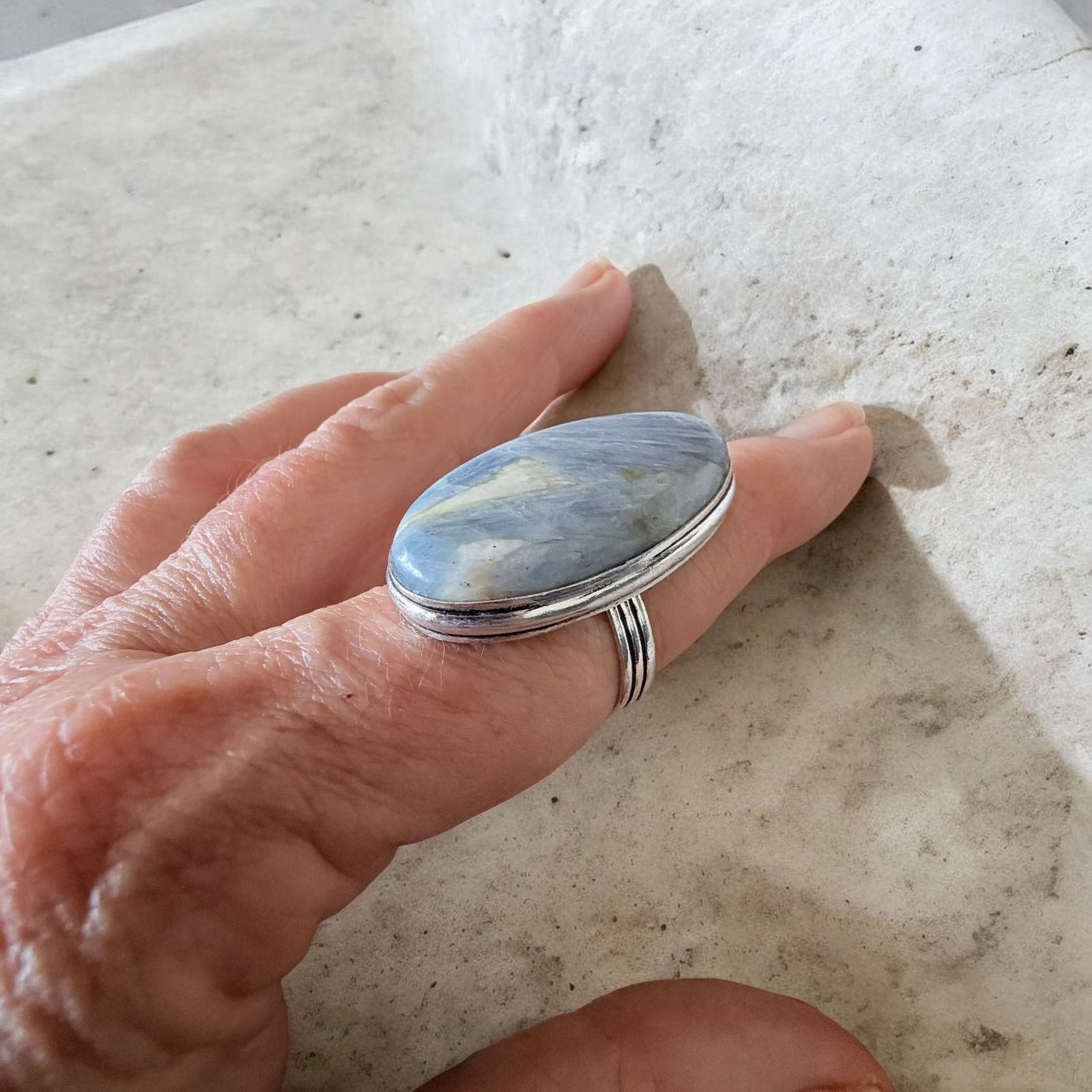 The Unbranded Brand Blue Kyanite Statement Ring Sterling Silver Overlay Size 9 Size ONE SIZE - 2 Thumbnail