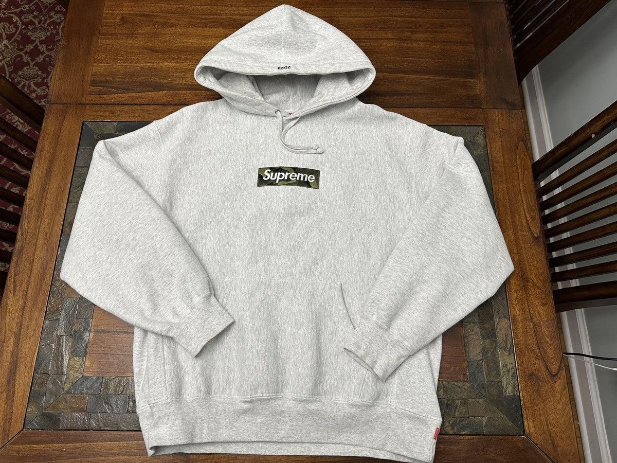 Supreme Box Logo Hooded Sweatshirt グレー L