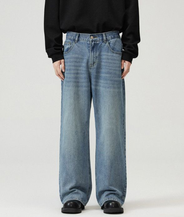Japanese Brand Japanese retro straight-leg loose washed baggy jeans for men Size US 32 / EU 48 - 1 Thumbnail