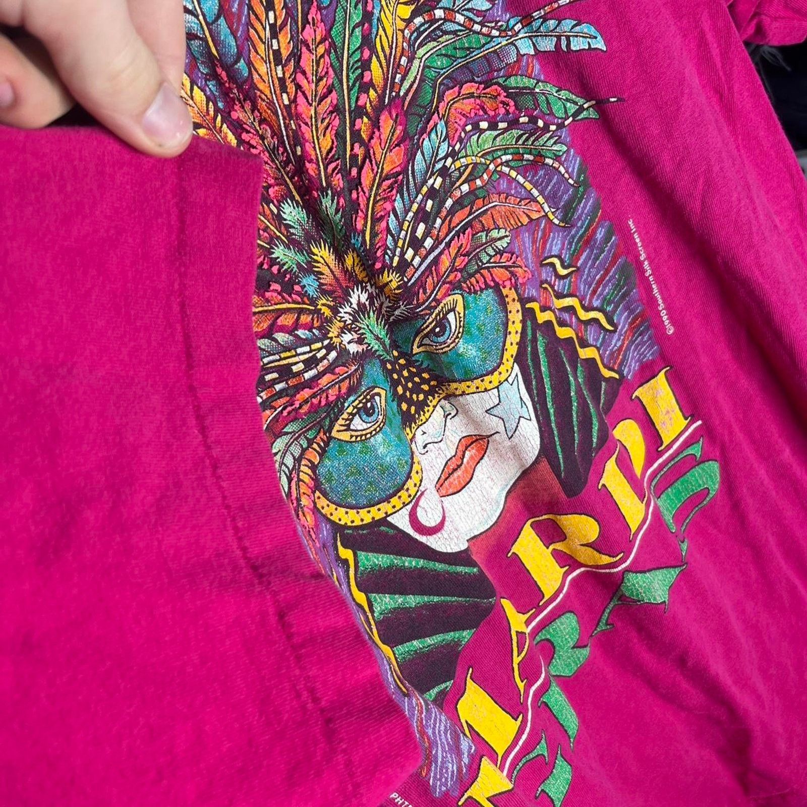 Fruit Of The Loom Vintage Mardi Gras Single Stitch Shirt Size US XL / EU 56 / 4 - 3 Thumbnail