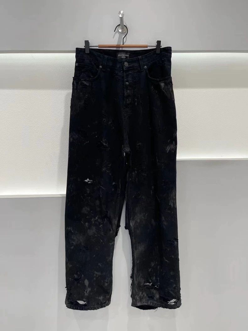 Balenciaga size XS Torn Distressed Denim Jeans
