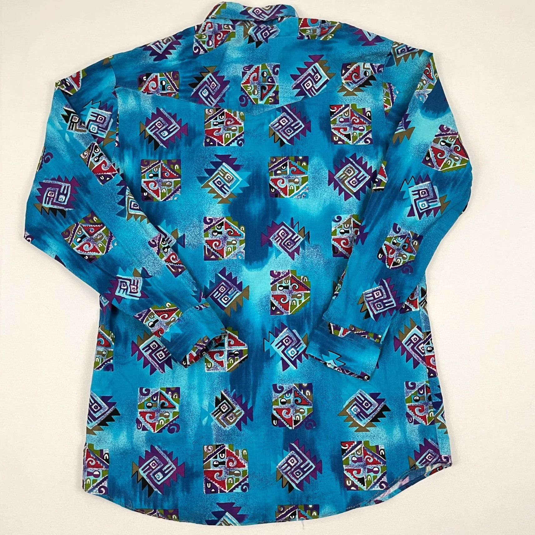 Roper VTG Roper Shirt Mens XL Blue Pearl Snap Aztec Southwestern Rockability Y2K Size US XL / EU 56 / 4 - 7 Thumbnail