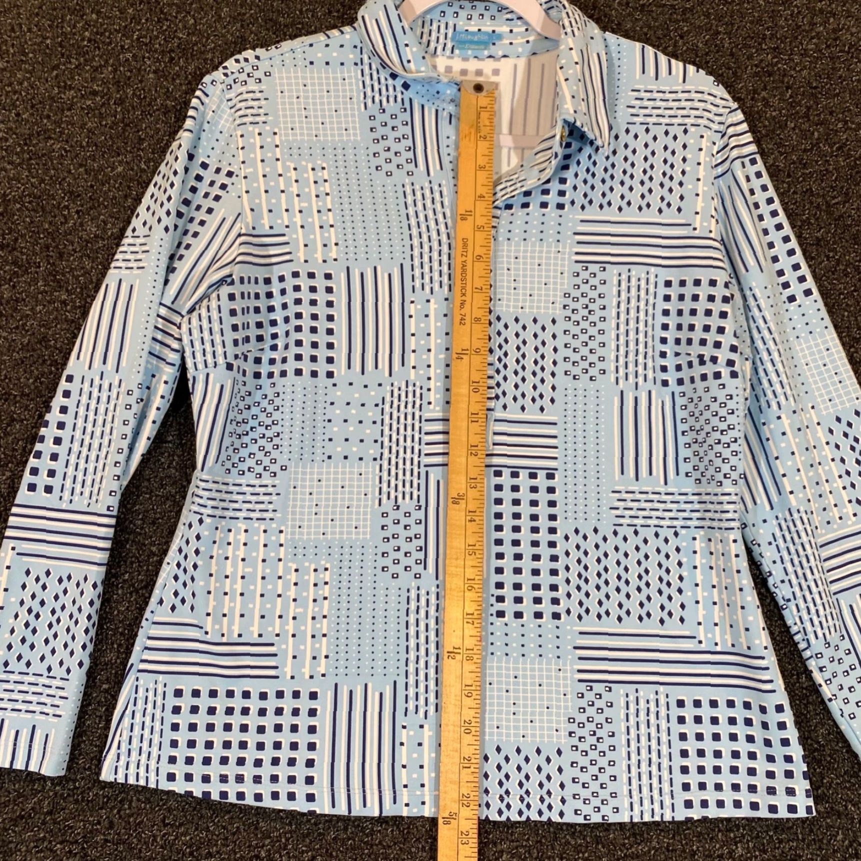 J.McLaughlin J. McLaughlin for Dillards Shirt Womens Large Blue Geometric Button Long Sleeve Size L / US 10 / IT 46 - 3 Thumbnail