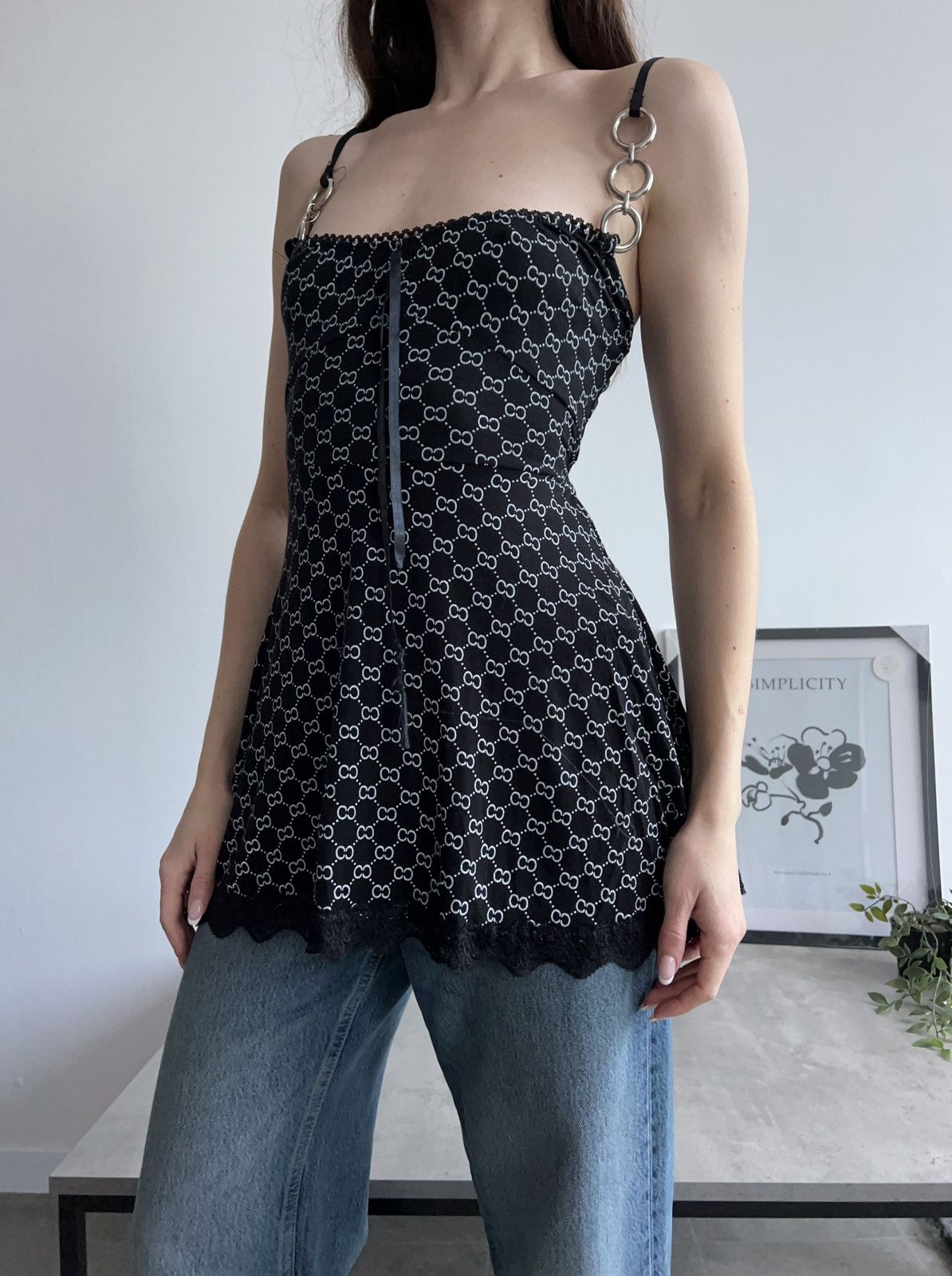 Vintage Gorgeous Italian Vintage Top / Mini dress like Guess Y2K Size S / US 4 / IT 40 - 5 Thumbnail