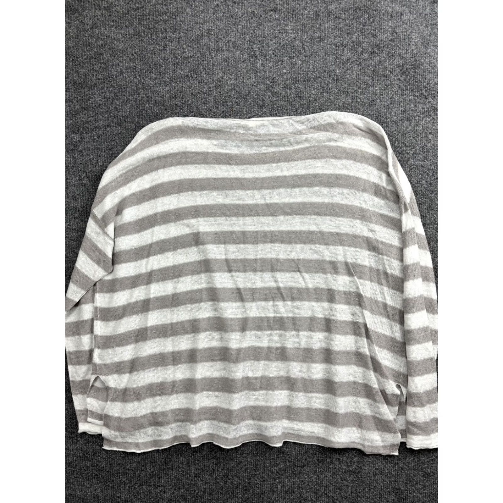 Eileen Fisher Eileen Fisher Blouse Womens Medium Gray White Stripe Linen Dolman 3/4 Sleeve Top Size M / US 6-8 / IT 42-44 - 7 Thumbnail