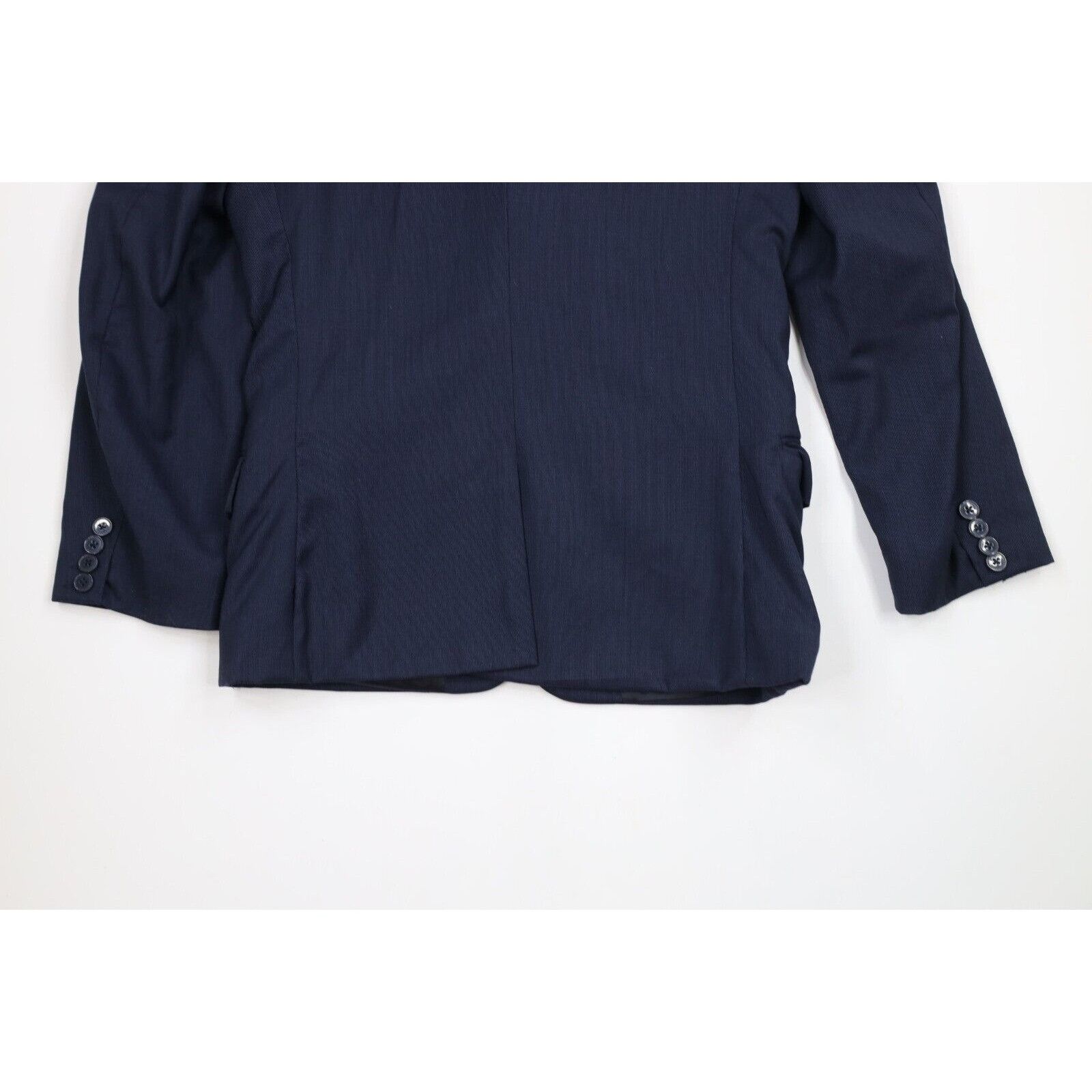 Calvin Klein Calvin Klein Wool Striped 2 Piece Suit Wedding Dark Blue Size 38R - 9 Thumbnail