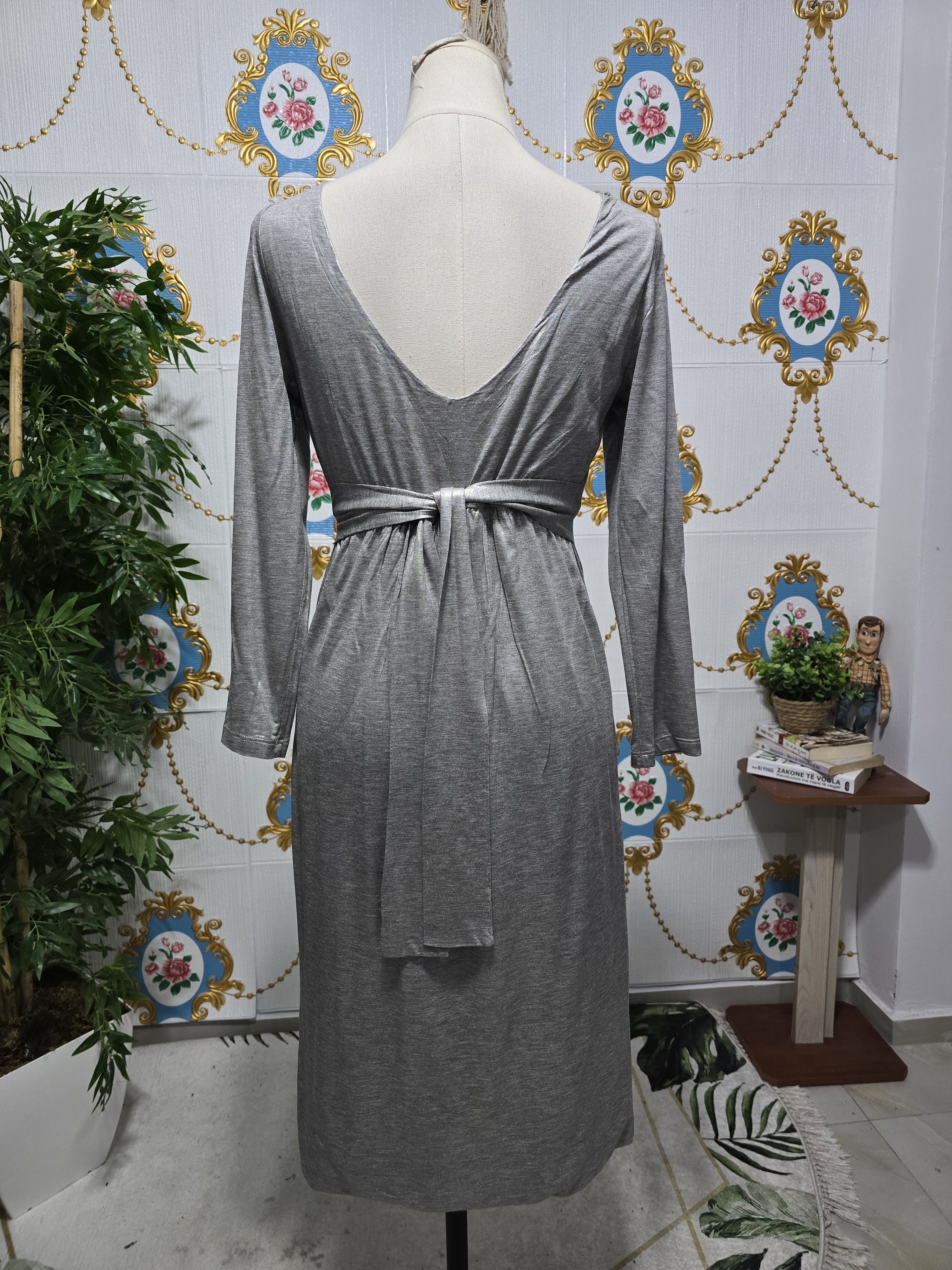 Max Mara IBLUES by MaxMara silver metallic dress Size XL / US 12-14 / IT 48-50 - 11 Thumbnail