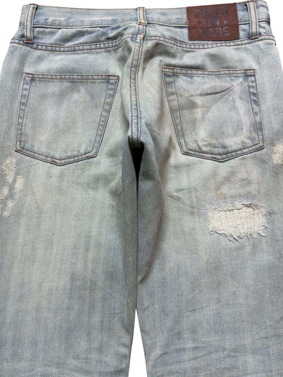 peaceminusone Vintage PeaceOnMars Flare Ripped Distressed Denim Size US 31 - 5 Thumbnail