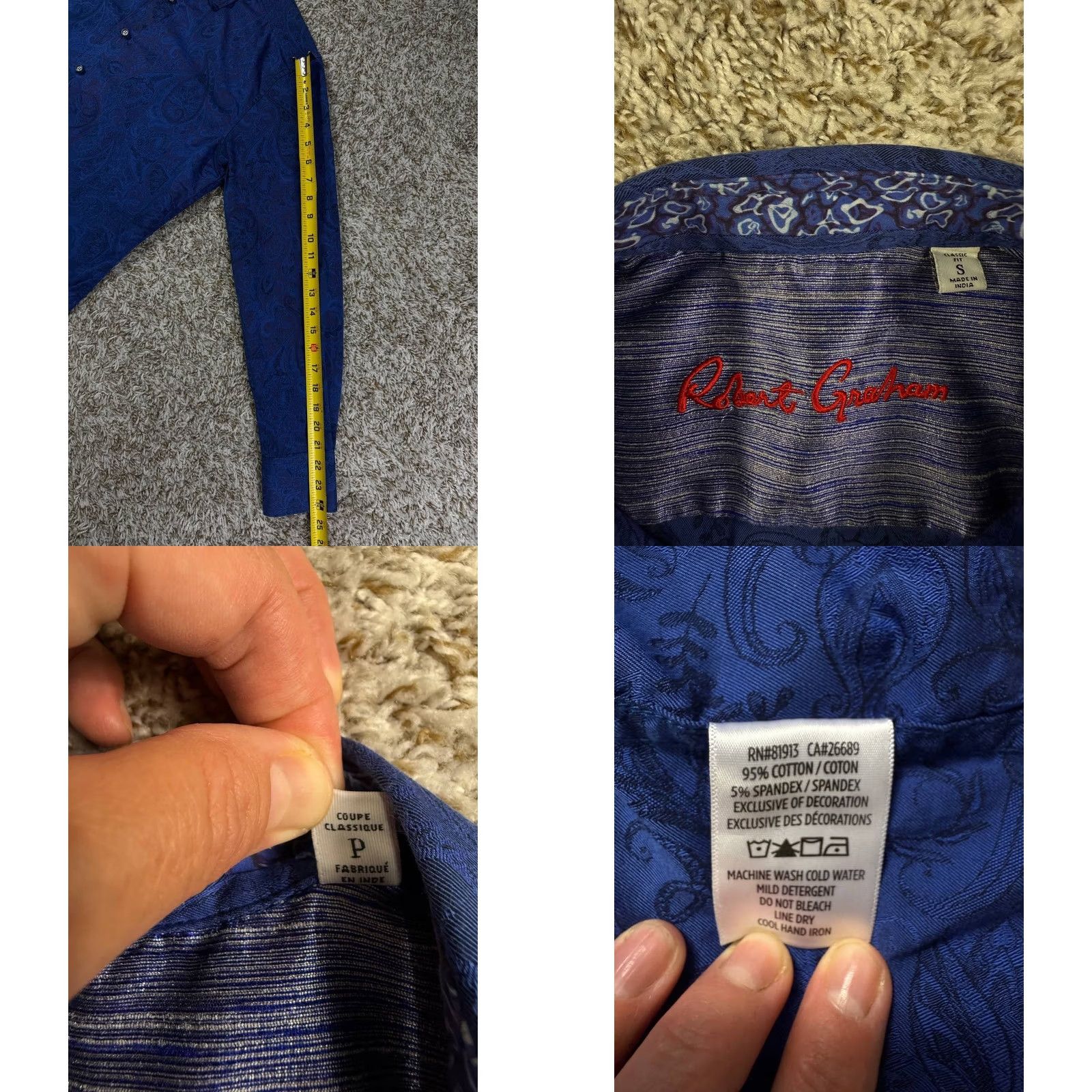 Robert Graham Robert Graham Long Sleeve Shirt Men Small Button-Up Royal Blue Size US S / EU 44-46 / 1 - 8 Thumbnail