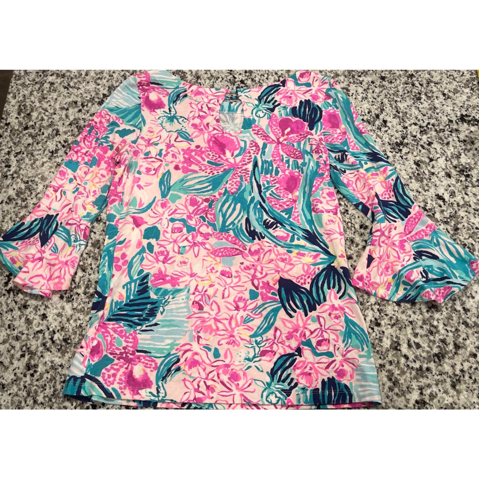 Lilly Pulitzer Lilly Pulitzer Pink Via Flora Bell Sleeve Fontaine LS Top Blouse Women Sz Small Size S / US 4 / IT 40 - 4 Thumbnail
