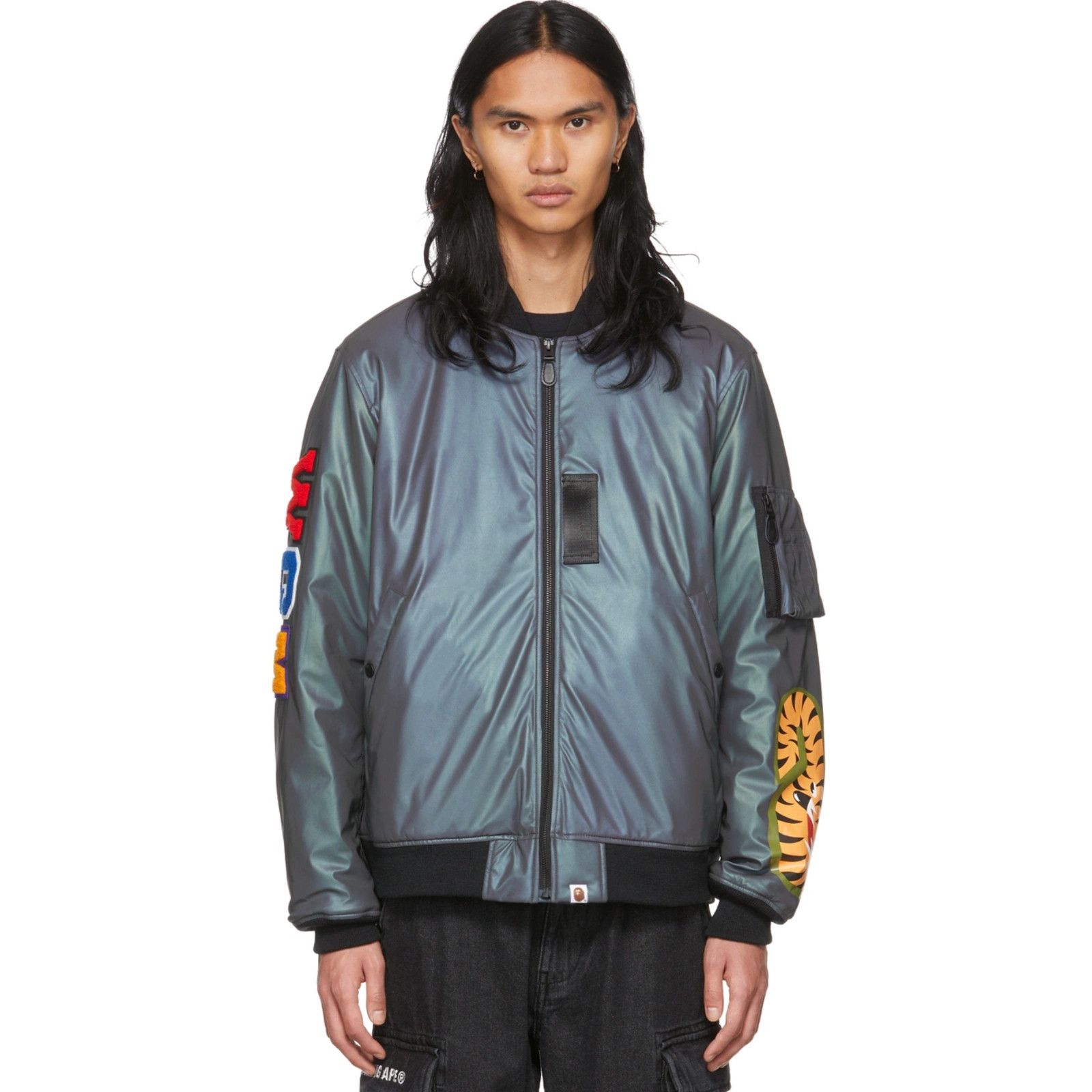 Bape Bape Grey Reflective Loose Shark MA-1 Bomber Size Small Size US S / EU 44-46 / 1 - 1 Thumbnail